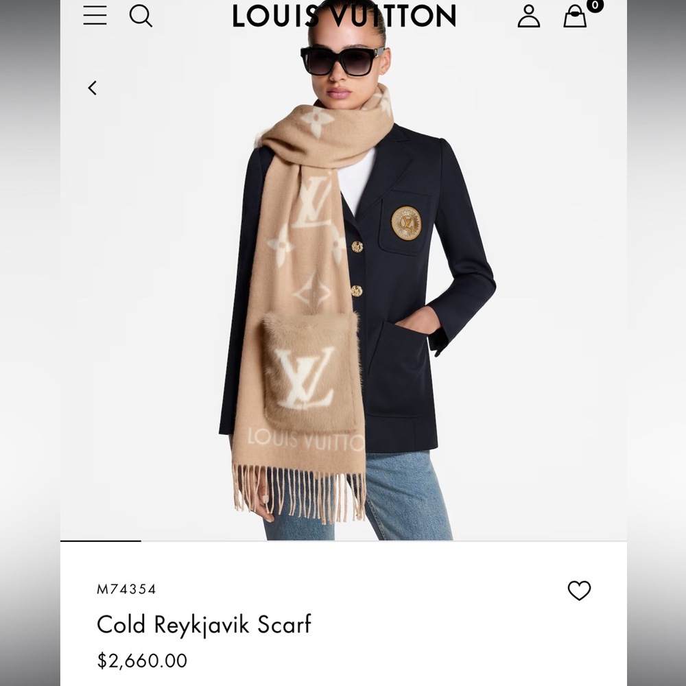 Louis Vuitton Tan and White Cold Reykjavik Monogram Scarf (NWOT) - Picture 10 of 11